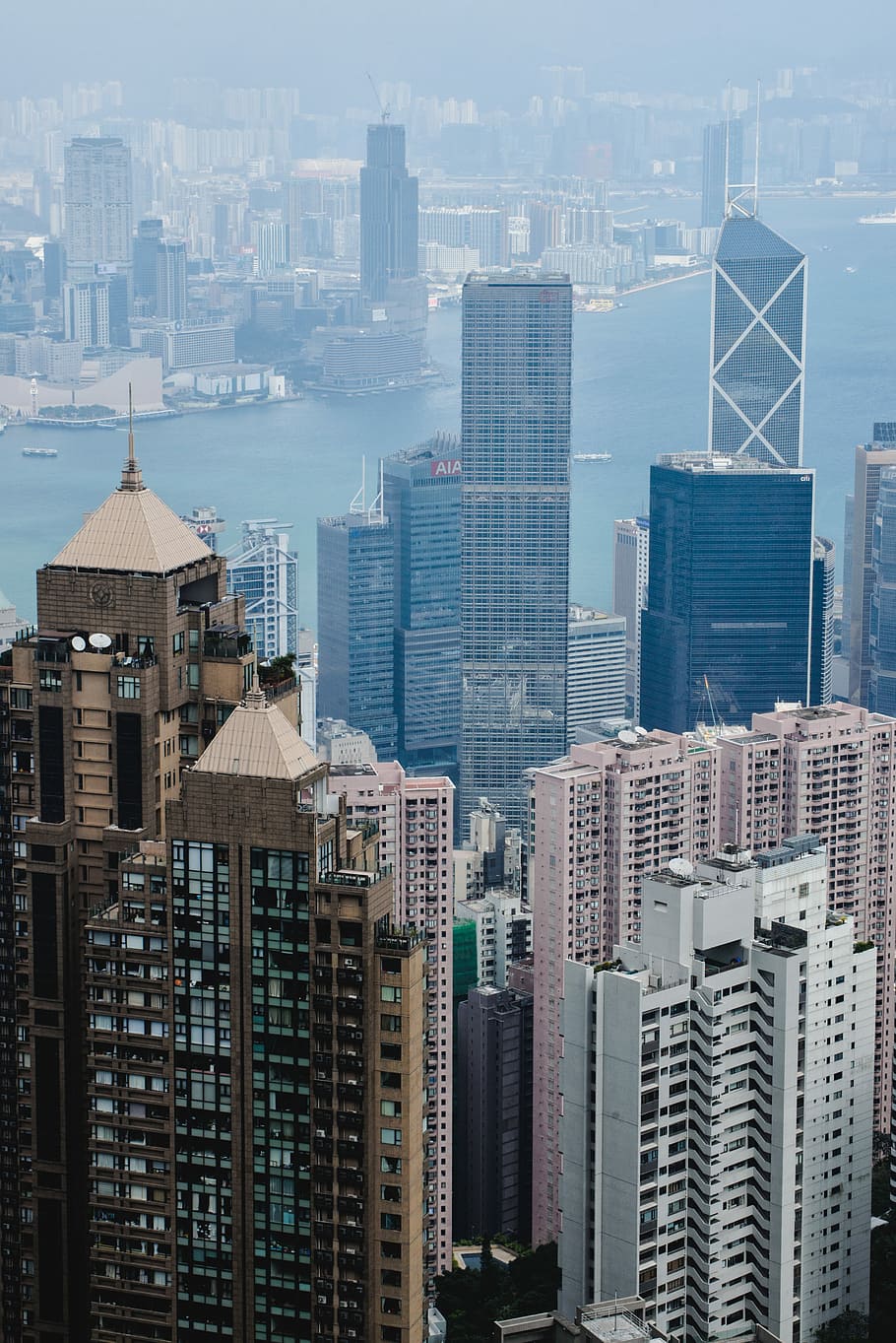 aerial photography of city buildings, aerial shot of concrete buildings HD wallpaper