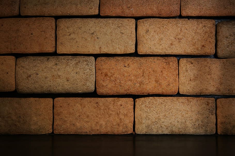 wall, brown, lighting, brick, blocks, stone, full frame, backgrounds HD wallpaper