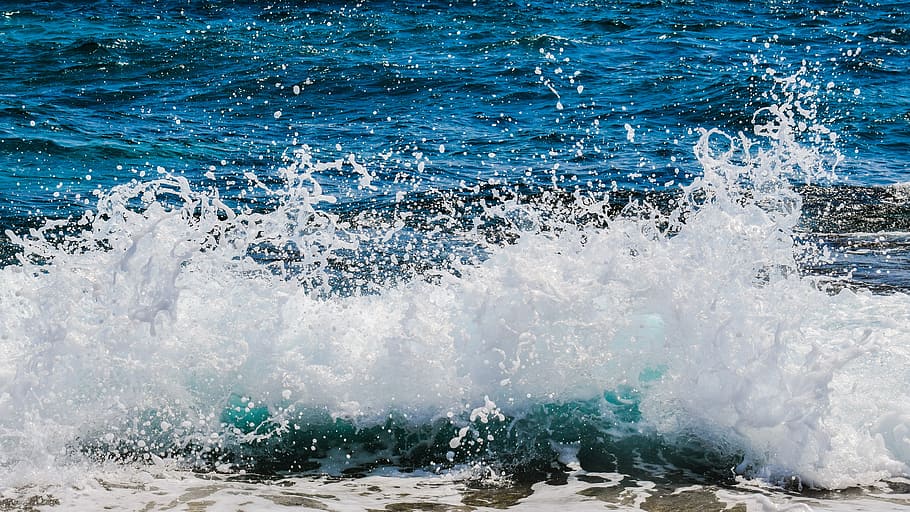 Wave, Smashing, Drops, Liquid, Foam, spray, sea, nature, wind HD wallpaper