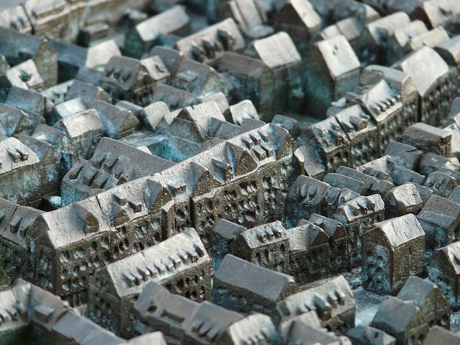 Relief, Map, Row, Metal, Plate, homes, metal plate, bronze relief HD wallpaper