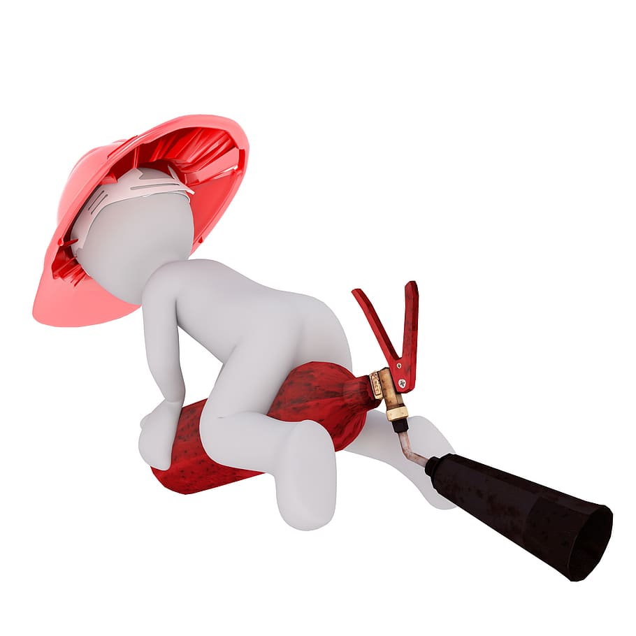 3D person riding red fire extinguisher, Males, 3D Model, Isolated HD wallpaper