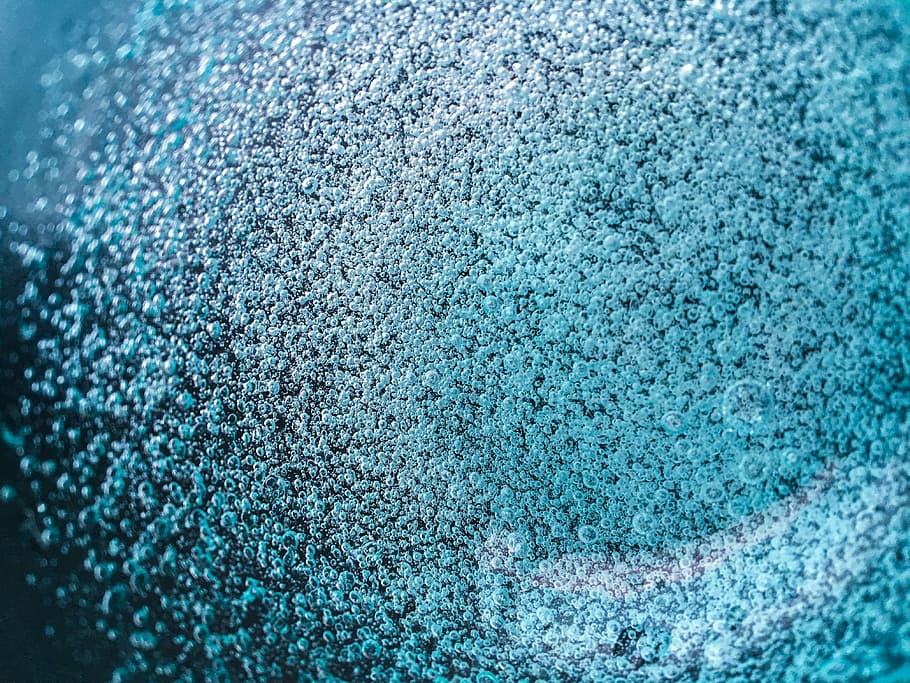 shallow focus photography of water bubbles, abstract, blue HD wallpaper