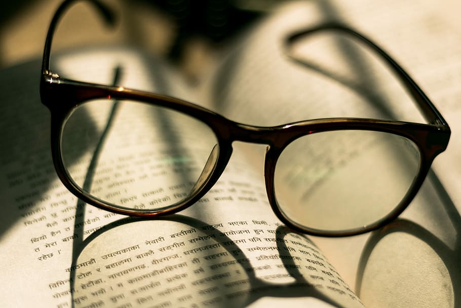Self-Indulgence, glasses, reading, book, sunlight, warm light, HD wallpaper
