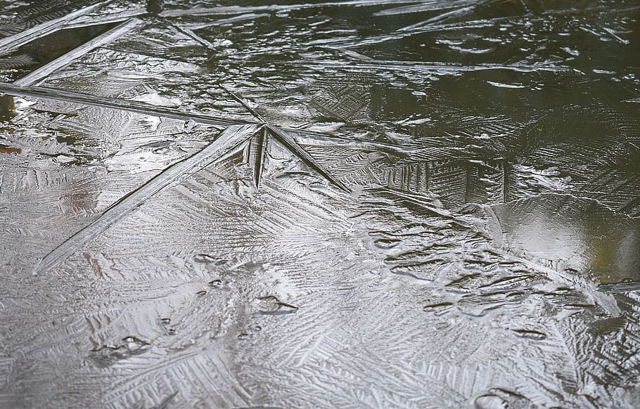 Patterns, Ice, Pond, Winter, Nature, ice patterns, water, cold HD wallpaper