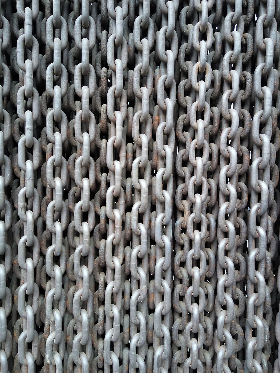 chains, metal, iron, closed, texture, giant links, background, HD wallpaper