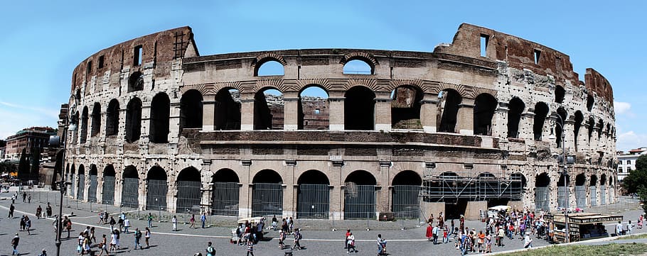 Coliseum during daytime, italy, colosseum, panoramic, i collesium, HD wallpaper
