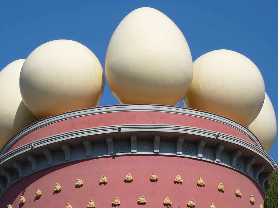egg, ball, museum, dalí, figueras, spain, building, architecture, HD wallpaper
