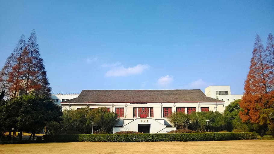 fudan university, campus, library, architecture, building exterior HD wallpaper