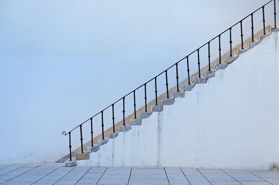 photo of white stair, stairs, architecture, design, wall, building HD wallpaper