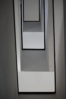 empty, within, bauhaus, architecture, staircase, white, black HD wallpaper