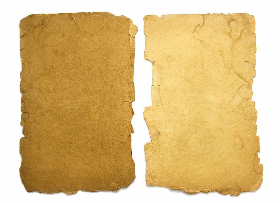 two brown torn papers, old, background, vintage, dirty, damaged