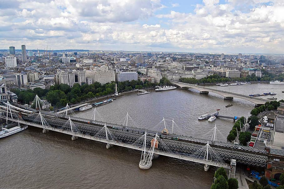 thames, river, water, skyline, london, city, town, bridge, cloud HD wallpaper