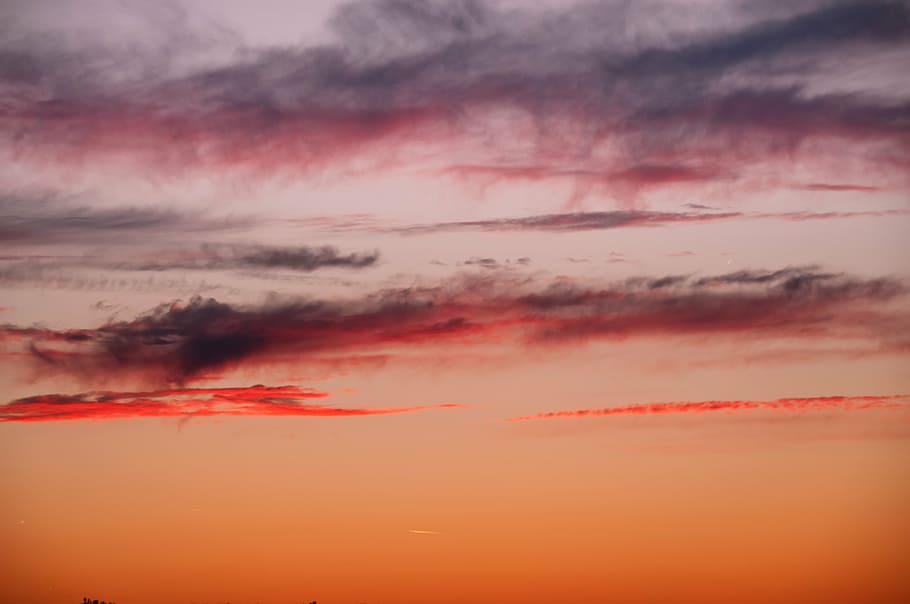 sunset, red, clouds, sky, evening, eveniing sky, cloud - sky HD wallpaper