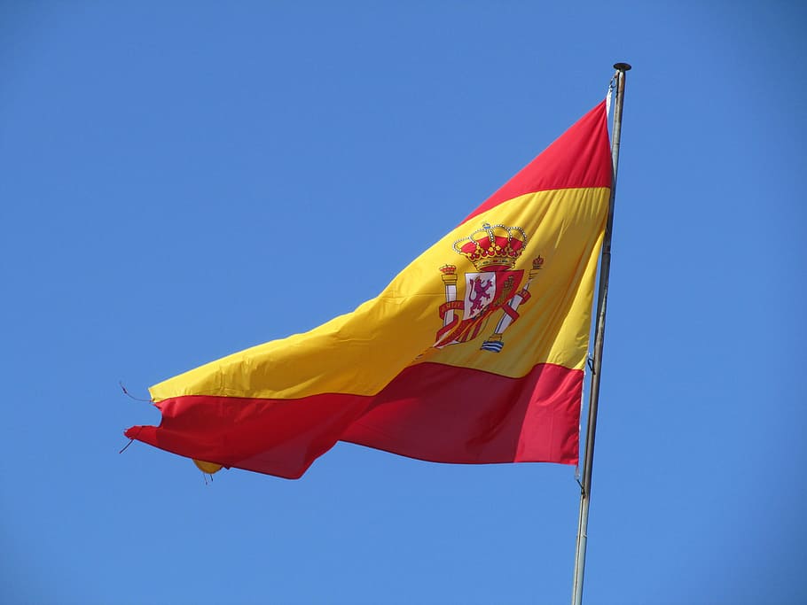 flag, spain, sky, wind, holiday, fluttering, spanish, patriotism HD wallpaper