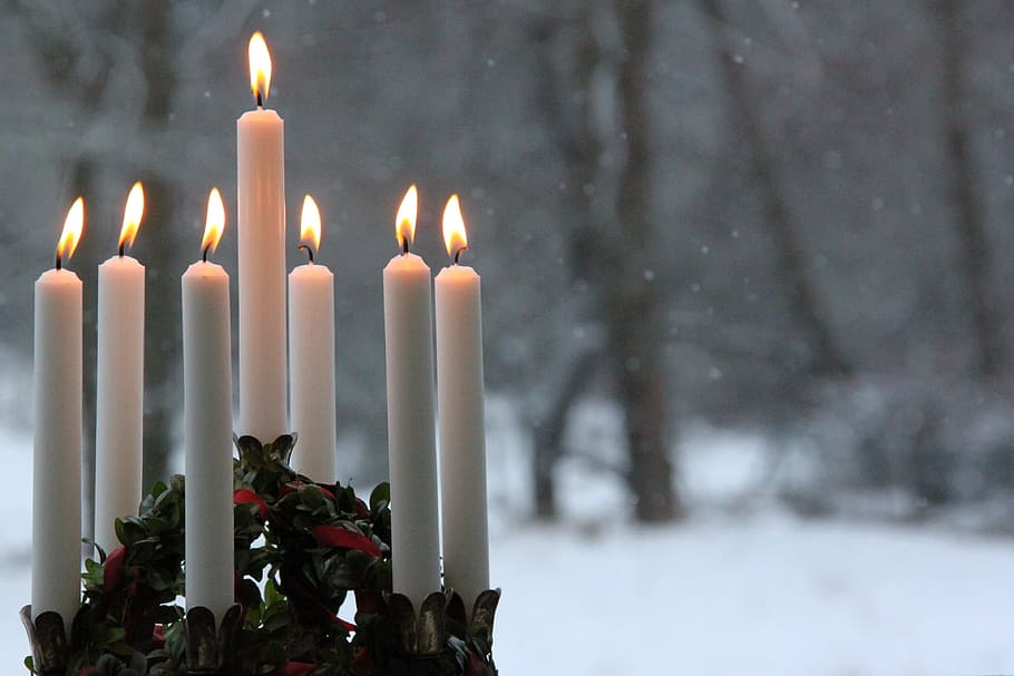 candlelight, winter, flame, snow, christmas, lucia, lucia celebration HD wallpaper