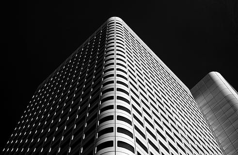 Silberturm, bottom view of white building visual concept, architecture HD wallpaper