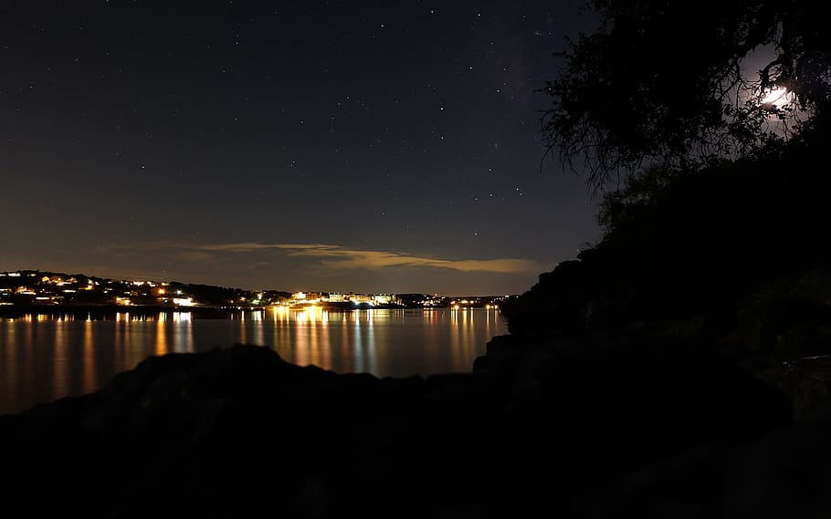 body of water, Austin, Texas, pace bend park, night shot, landscape
