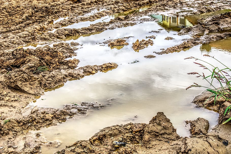 puddle, mud, water, water puddle, mirroring, reflection, dirt HD wallpaper