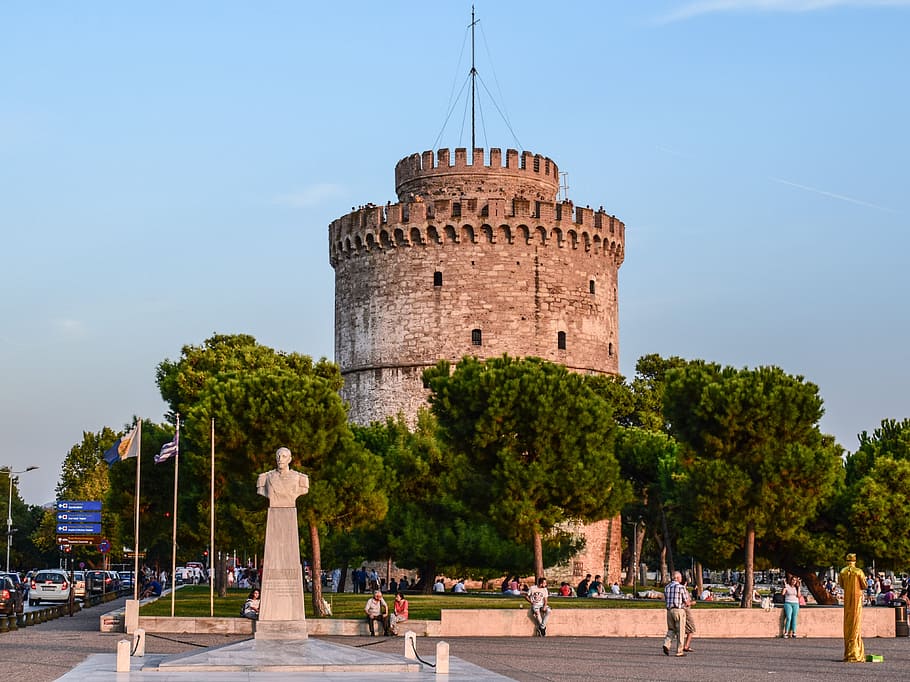 greece, thessaloniki, white tower, fortification, architecture, HD wallpaper