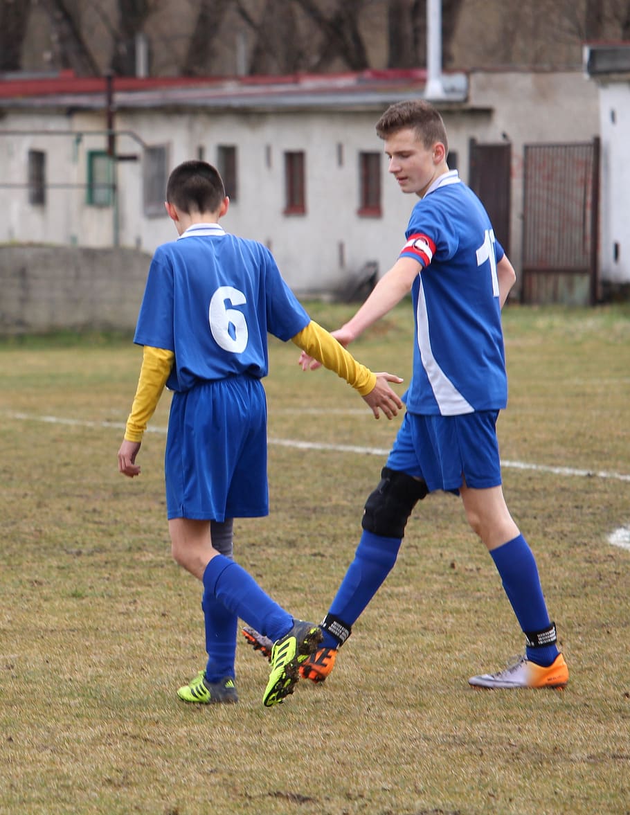 football, pupils, older pupils, teammates, goal, pleasure, satisfaction