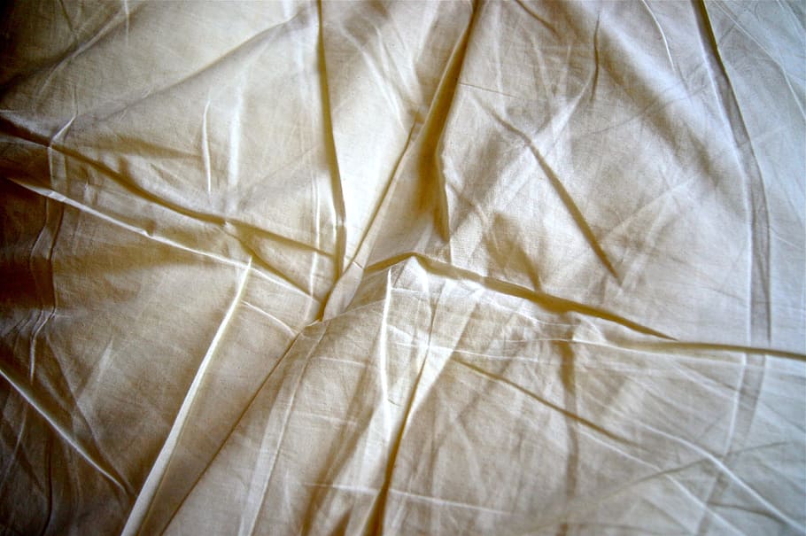beige textile, white, background, cloth, table, sheet, fold HD wallpaper