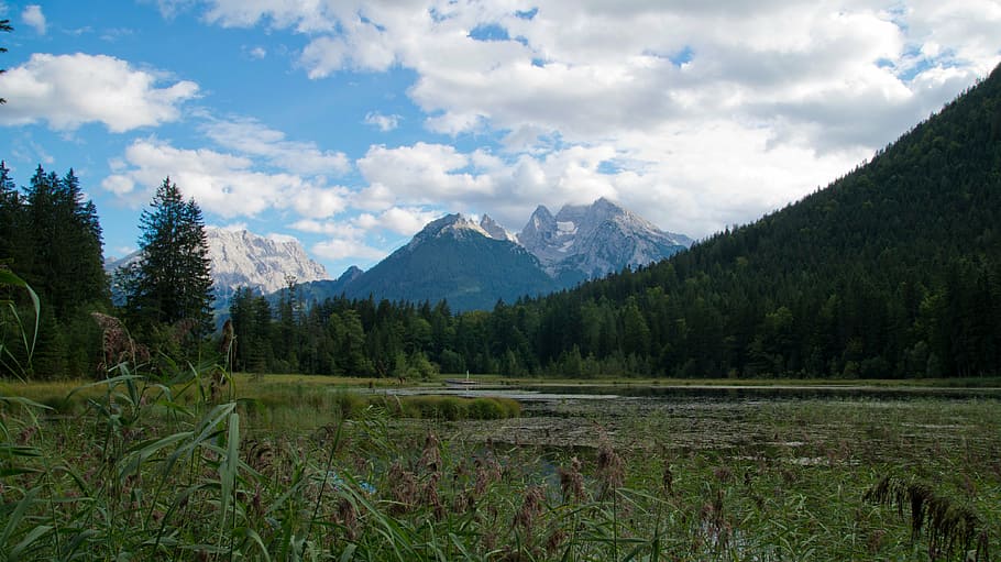 mountains, alpine, lake, summit, snowy, sky, plant, cloud - sky HD wallpaper