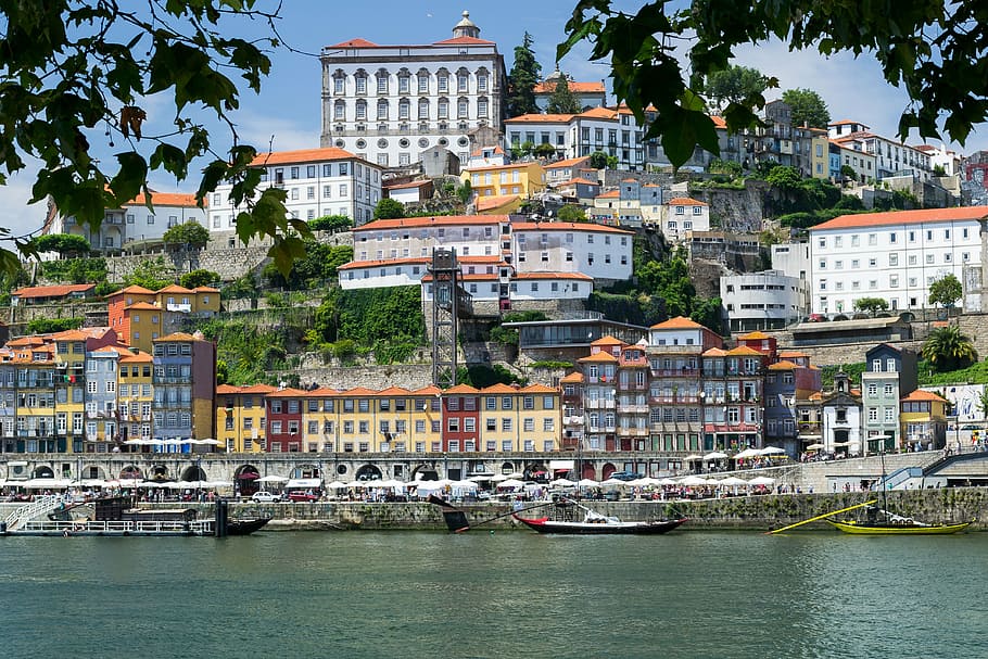 white houses beside body of water, porto, portugal, river douro, HD wallpaper