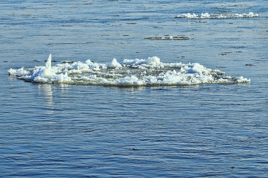 ice floe, drift ice, waters, river, nature, winter, sea, waterfront HD wallpaper