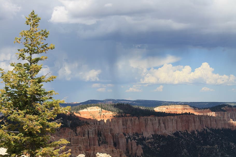 canyon, utah, clouds, sky, landscape, cloud - sky, mountain HD wallpaper