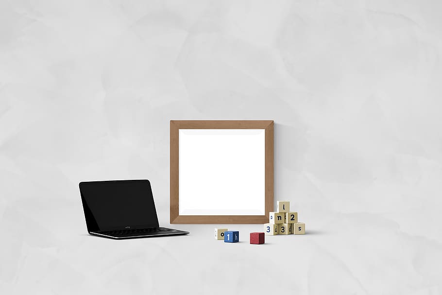 interior, wall, poster, mockup, floor, frame, wooden, laptop HD wallpaper