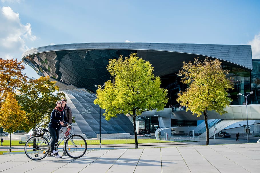 postal, landscape, couple, bicycle, love, curiosity, museum HD wallpaper