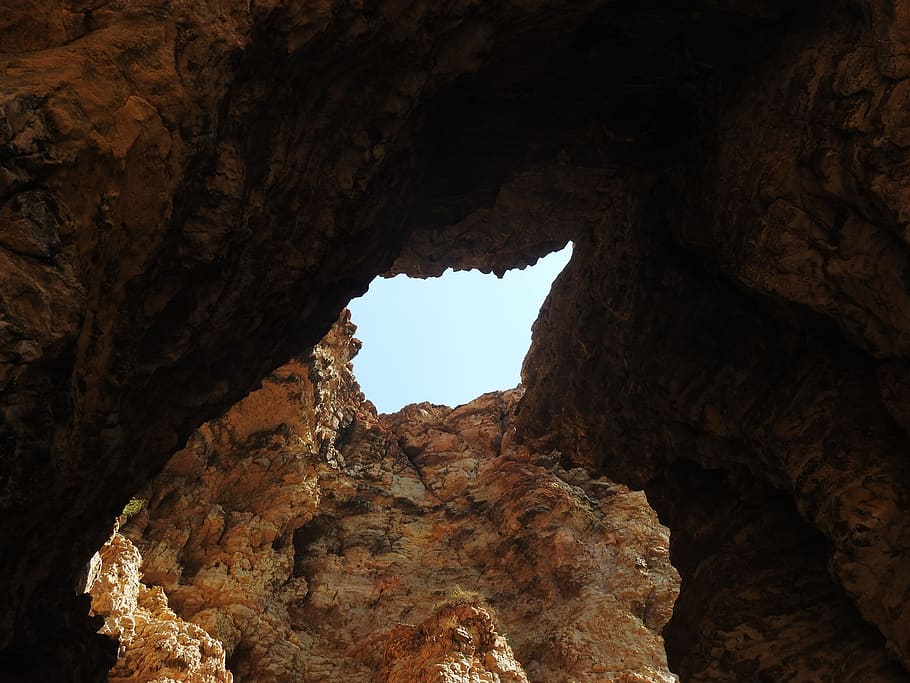 cave, sky, rock, rock formation, rock - object, solid, geology HD wallpaper
