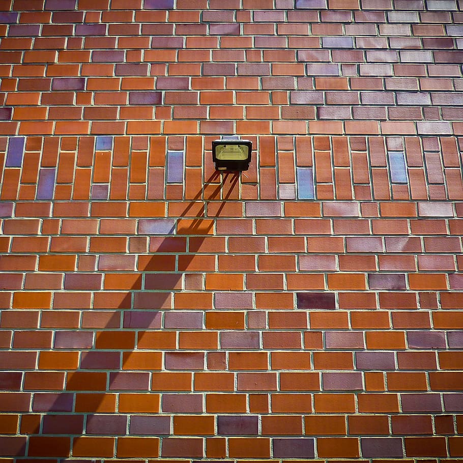 Brick, Wall, Brick Wall, Lamp, bricks, shadow, structure, wall - building feature HD wallpaper