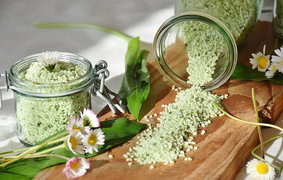 Hd Wallpaper Green Flower Seeds On Bottle Salt Bear S Garlic Garlic Salt Wallpaper Flare