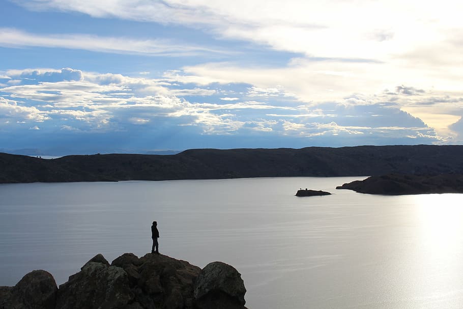 lake, titicaca, sunset, nature, water, rock, beauty in nature, HD wallpaper