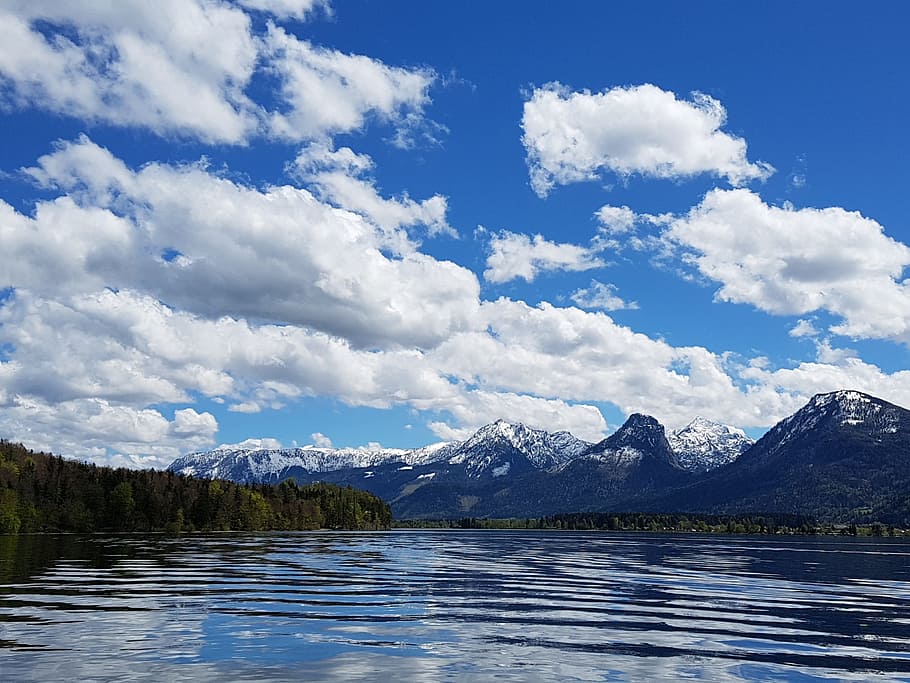 sky, landscape, cloud, river, times, pleasure boat, the front lined pocket HD wallpaper