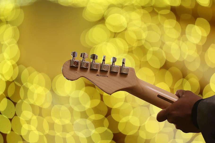 Person Playing Guitar, blur, bright, colors, defocused, design HD wallpaper