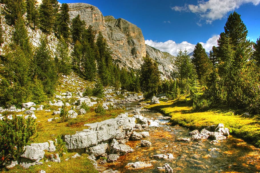 Dolomites, Fanes, Landscape, Mountains, rock, alpine, mountain landscape, HD wallpaper