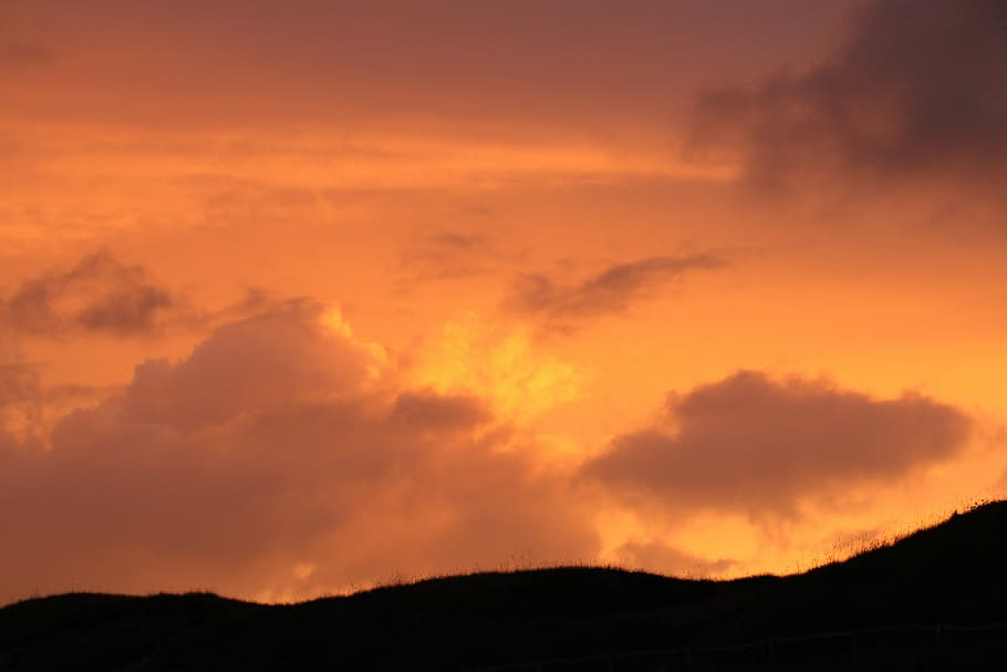 sun, sunset, setting sun, brand, orange, nature, sea, netherlands HD wallpaper