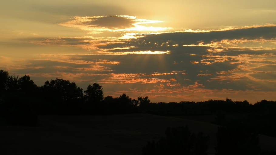 twilight, sun, sunset, landscape, clouds, nature, dusk, outdoors HD wallpaper