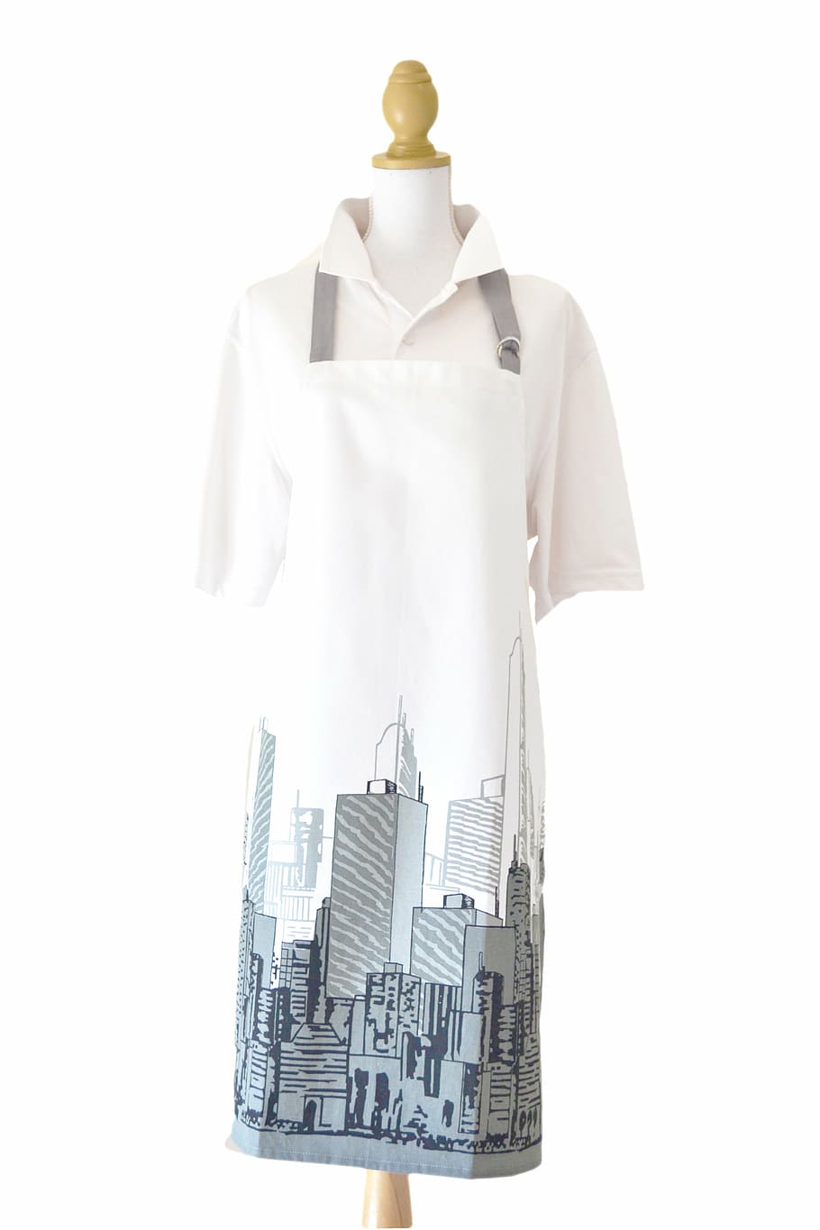 apron, cityscape grey, white, white background, studio shot HD wallpaper