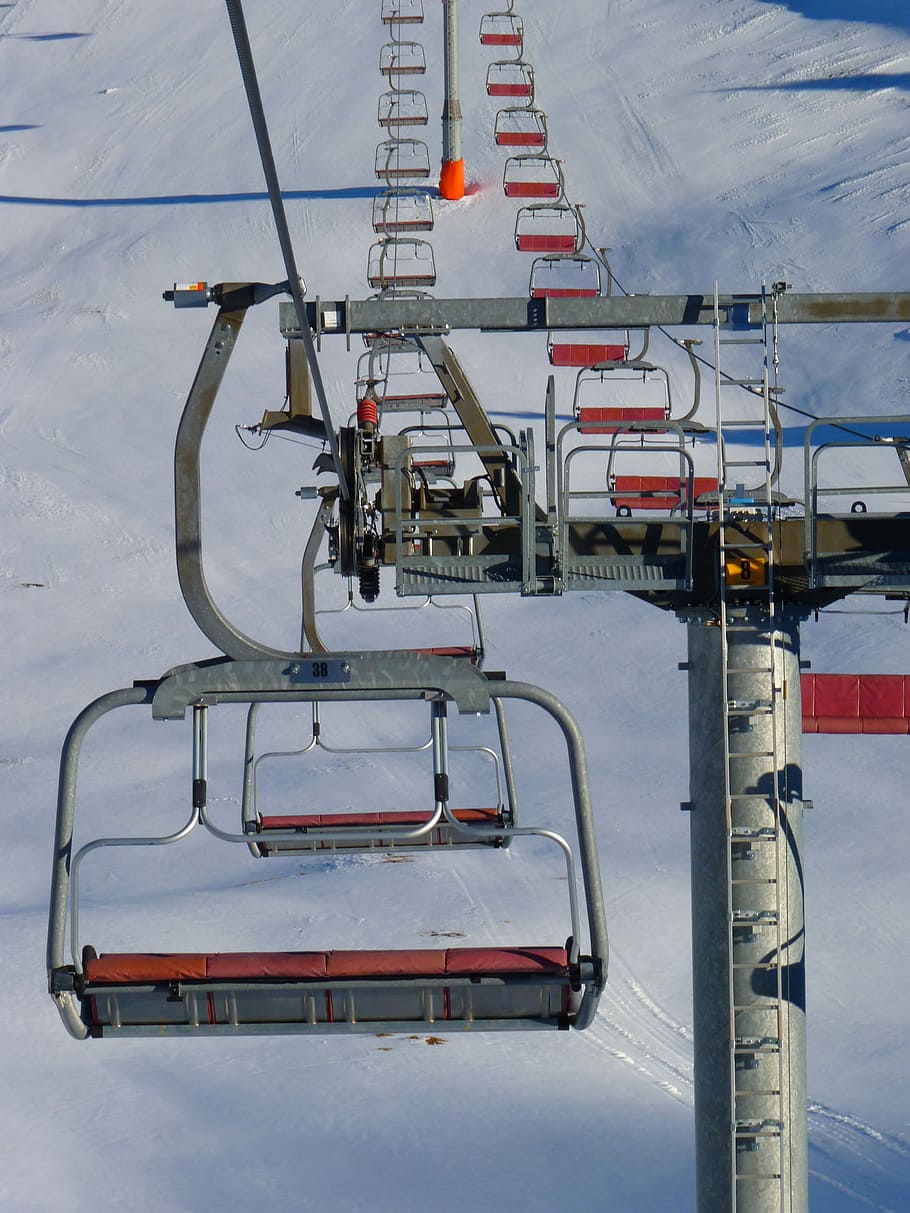 Chairlift, Skiing, Gondola, cable car, transportation, industry, HD wallpaper