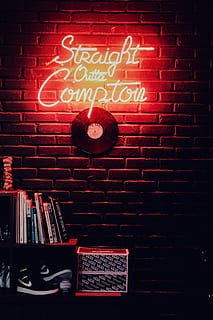 Straight Outta Compton neon signage, red Straight Outta Compton LED signage HD wallpaper