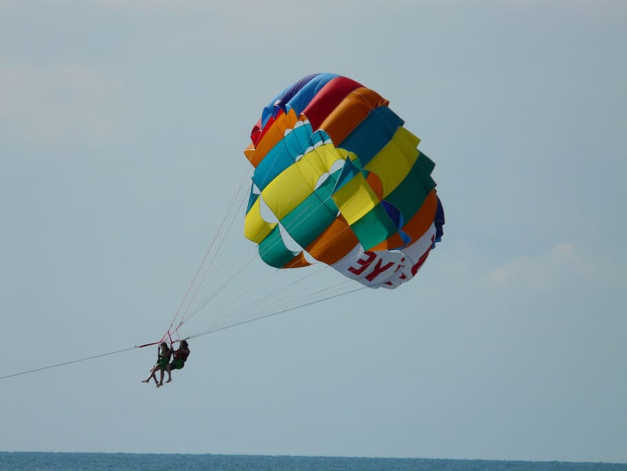 Parasailing, Controllable Parachuting, parachute, fly, bird's eye view HD wallpaper