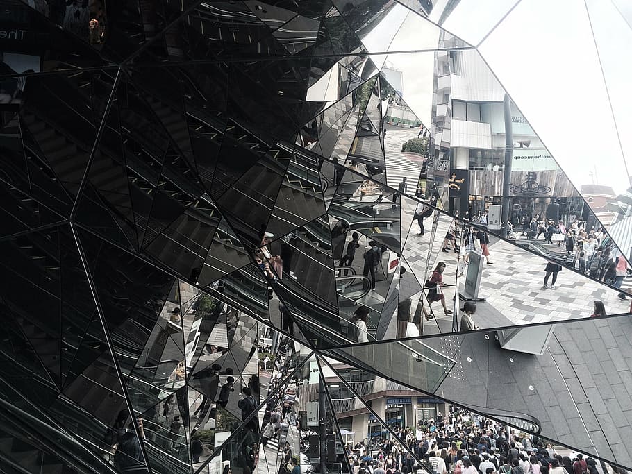 architecture, building, crowd, dusk, group, industry, light HD wallpaper