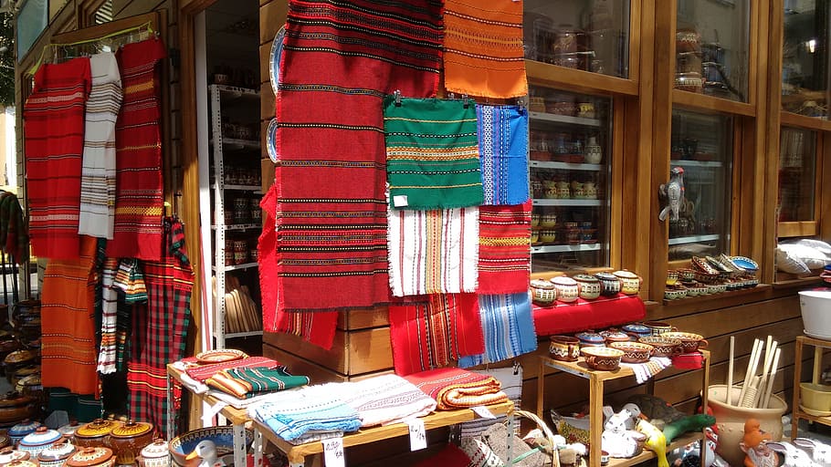 Store, Display, Fabrics, Colors, Silky, travel, east, red, no people HD wallpaper