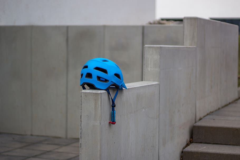 wall, helm, stone, structure, texture, bike, blue, helmet, bicycle helmet HD wallpaper