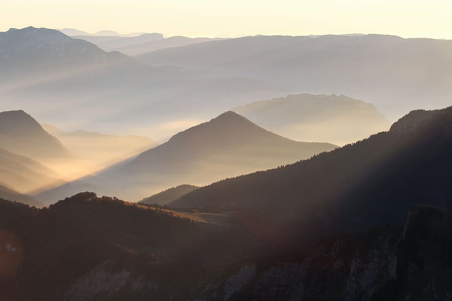 aerial view of mountain, highland, cloud, sky, summit, ridge HD wallpaper