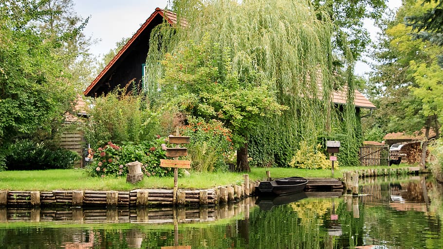 spreewald, channels, depth, trees, landscape, forest, river HD wallpaper