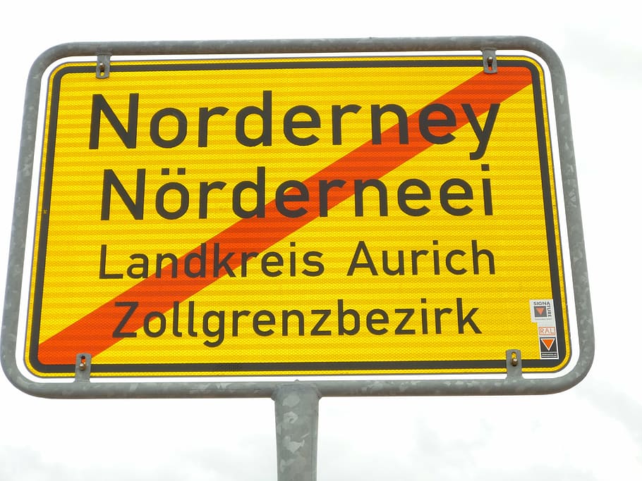 town sign, norderney, stationary, communication, text, warning sign, HD wallpaper
